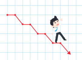 SD Business Man Trying to grab the goal On the falling graph png