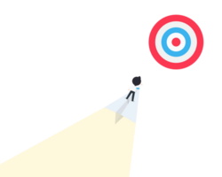 SD Business Man Standing on a paper plane with wings Fly directly to the center of the target quickly png