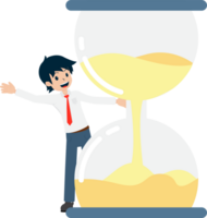 Salary Man Standing near the giant hourglass png