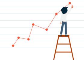 un salaire homme avec succès dessin le graphique à le le plus élevé indiquer. png