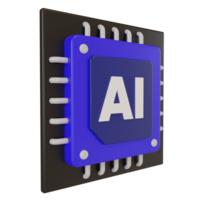 3d render of AI artificial intelligence chip icon. icon illustration for website, application, printing, document, poster design png