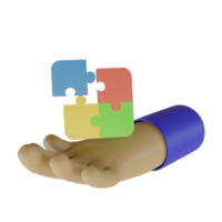 3d machen von Hand und Puzzle Symbol. Konzept zum Problem lösen Zusammenarbeit. Puzzle Zeichen png