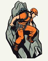 hombre escalada en roca vector