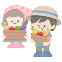 Cute farmer boy and girl png