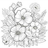 Simple And Clean Flower Coloring Pages Line Art Style photo