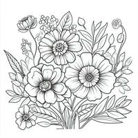 Simple And Clean Flower Coloring Pages Line Art Style photo