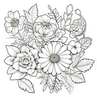 Simple And Clean Flower Coloring Pages Line Art Style photo