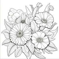 Simple And Clean Flower Coloring Pages Line Art Style photo