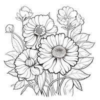 Simple And Clean Flower Coloring Pages Line Art Style photo