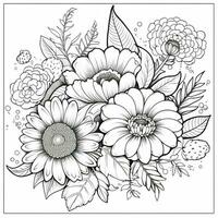 Simple And Clean Flower Coloring Pages Line Art Style photo