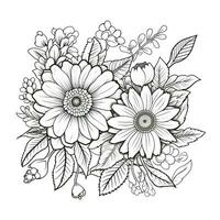 Simple And Clean Flower Coloring Pages Line Art Style photo