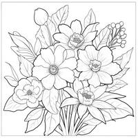 Simple And Clean Flower Coloring Pages Line Art Style photo