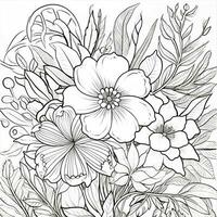 Simple And Clean Flower Coloring Pages Line Art Style photo