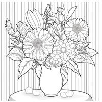 Simple And Clean Flower Coloring Pages Line Art Style photo