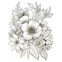 Simple And Clean Flower Coloring Pages Line Art Style photo