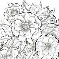 Simple And Clean Flower Coloring Pages Line Art Style photo