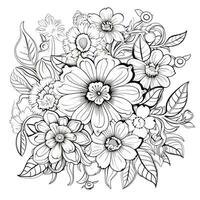 Simple And Clean Flower Coloring Pages Line Art Style photo