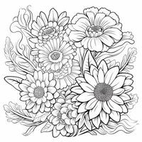 Simple And Clean Flower Coloring Pages Line Art Style photo