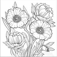 Simple And Clean Flower Coloring Pages Line Art Style photo