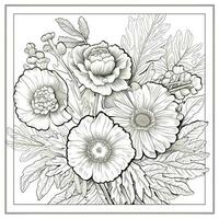 Simple And Clean Flower Coloring Pages Line Art Style photo