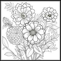 Simple And Clean Flower Coloring Pages Line Art Style photo