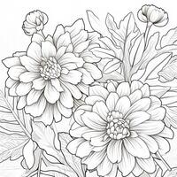 Simple And Clean Flower Coloring Pages Line Art Style photo