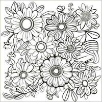 Simple And Clean Flower Coloring Pages Line Art Style photo