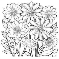 Simple And Clean Flower Coloring Pages Line Art Style photo