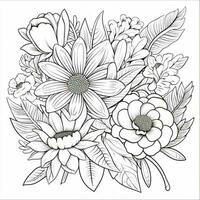 Simple And Clean Flower Coloring Pages Line Art Style photo