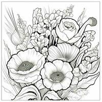 Simple And Clean Flower Coloring Pages Line Art Style photo