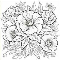 Simple And Clean Flower Coloring Pages Line Art Style photo