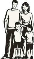 a black and white illustration of a family vector