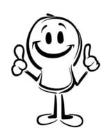 a black and white drawing of a man with thumbs up vector