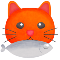 laranja gato comer peixe png