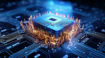 Computer chipset technology AI circuit board, generated by AI photo