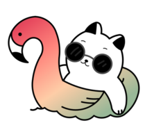 fofa gato em piscina anel inflável flamingo desenho animado ilustração png