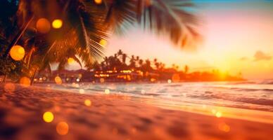 Bright sunny beach, vacation vacation concept at sea, ocean, tourism - AI generated image photo