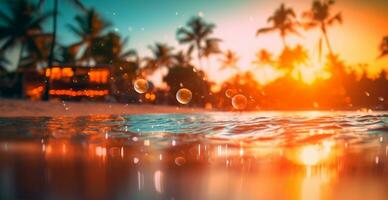 Bright sunny beach, vacation vacation concept at sea, ocean, tourism - AI generated image photo