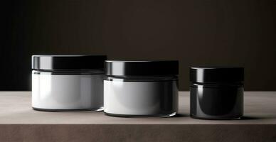 Cosmetic anti-aging cream jar set, advertisement for your product - AI generated image photo