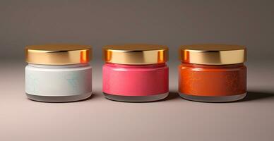 Cosmetic anti-aging cream jar set, advertisement for your product - AI generated image photo