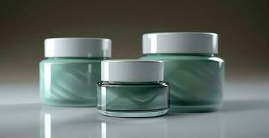 Cosmetic anti-aging cream jar set, advertisement for your product - AI generated image photo