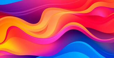 Panoramic rainbow background, colorful waves, curved lines - AI generated image photo