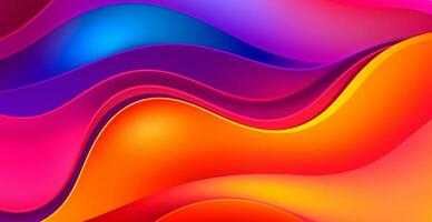 Panoramic rainbow background, colorful waves, curved lines - AI generated image photo