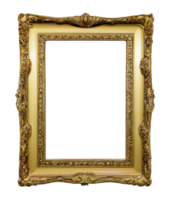 Blank old antique gold picture frame. Generative AI png