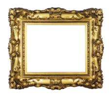 Blank old antique gold picture frame. Generative AI png