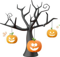 pompoen jack O lantaarn met dood boom, halloween thema elementen 3d illustratie png