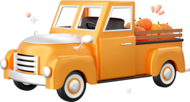 Halloween LKW mit Jack Ö Laterne Kürbis, Halloween Thema Elemente 3d Illustration png