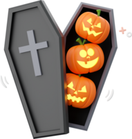 Pumpkin Jack o lantern with coffin, Halloween theme elements 3d illustration png