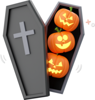 pompoen jack O lantaarn met kist, halloween thema elementen 3d illustratie png