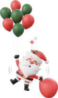 jul santa claus med ballong, jul tema element 3d illustration png